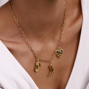 18K Gold Plated -  Cowboy Inspired Charm Necklace